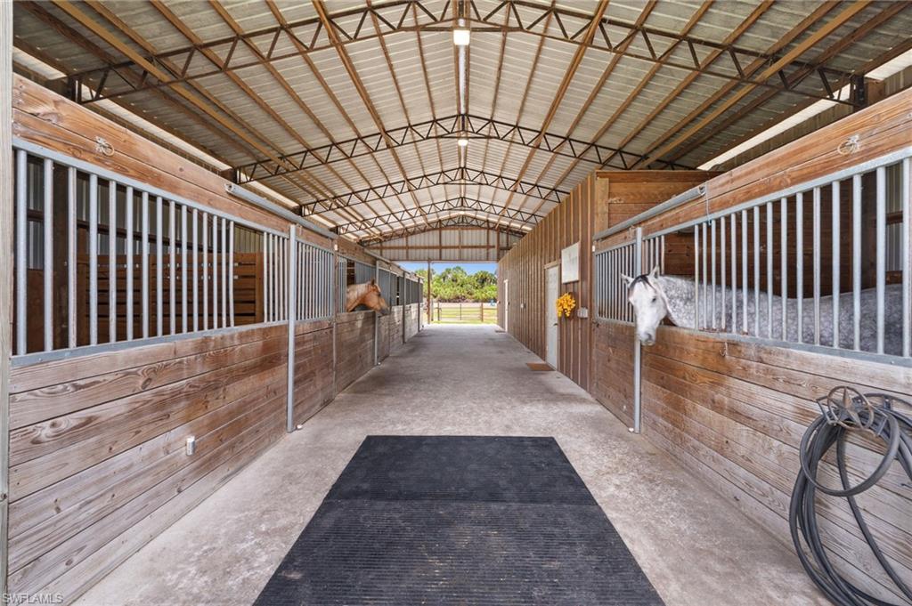 horse stalls, concrete aisle