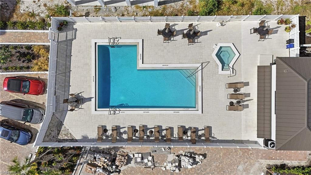 Aerial view of community pool - virtually enhanced