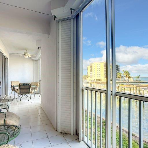 Balcony with a water view