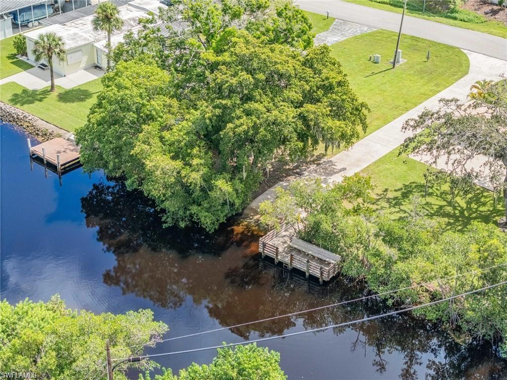 Bird's eye view of a nearby body of water