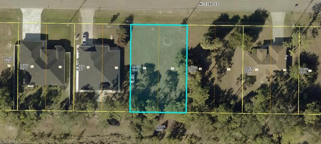 Aerial overview of property's location with property boundaries highlighted