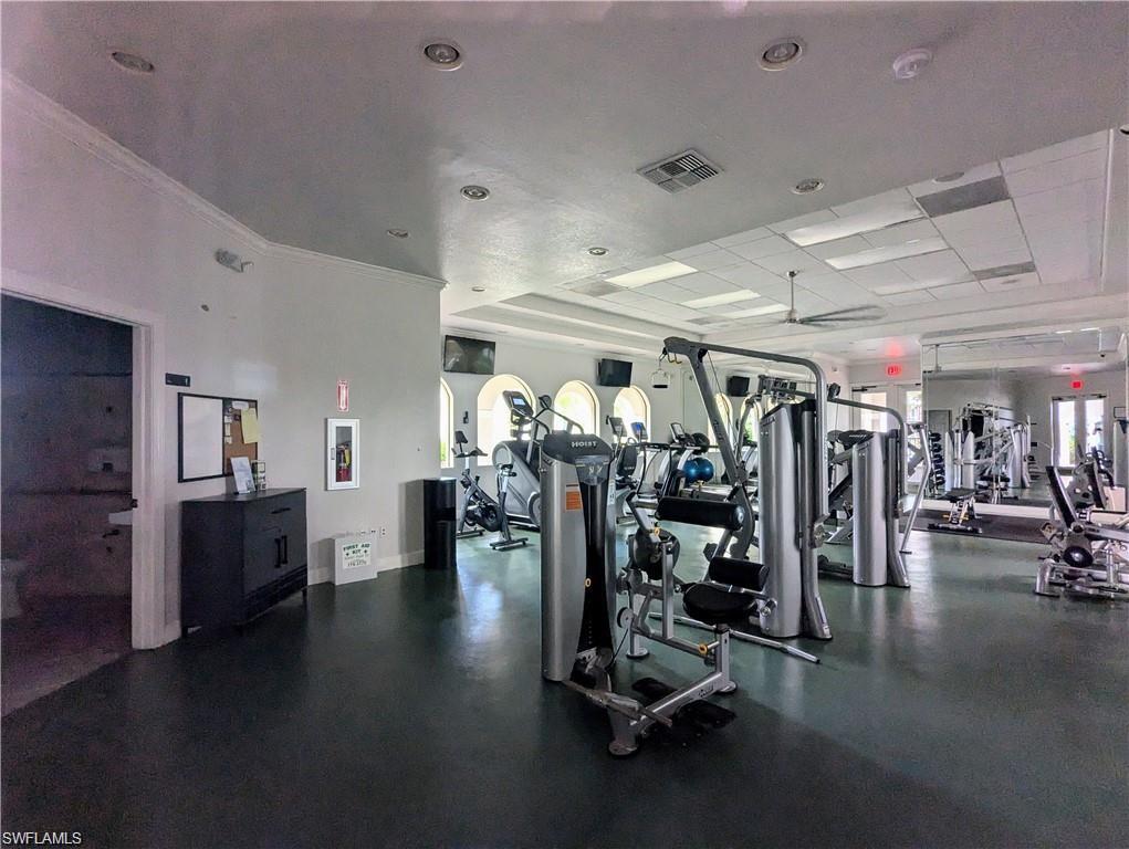 Workout area with ornamental molding