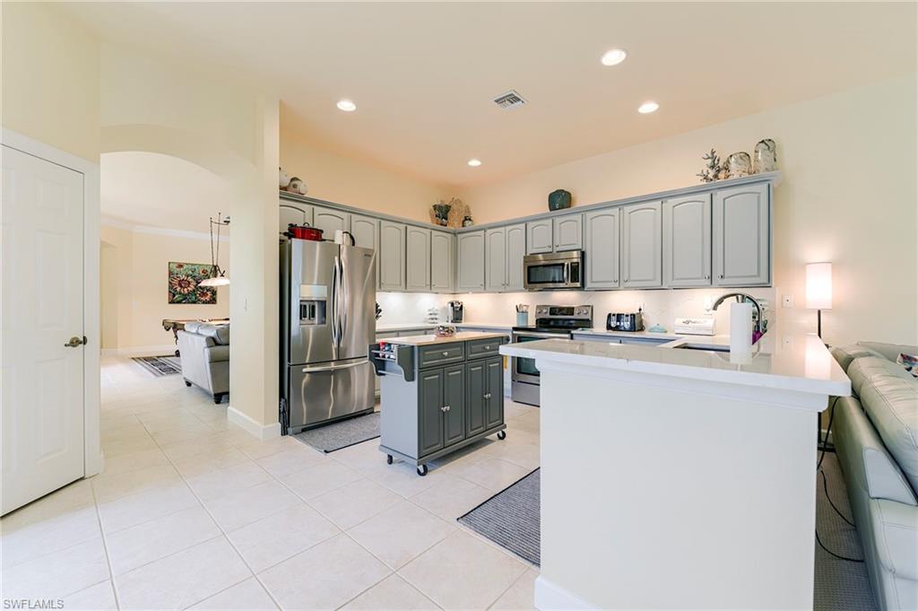 Large kitchen with new Quartz countertops