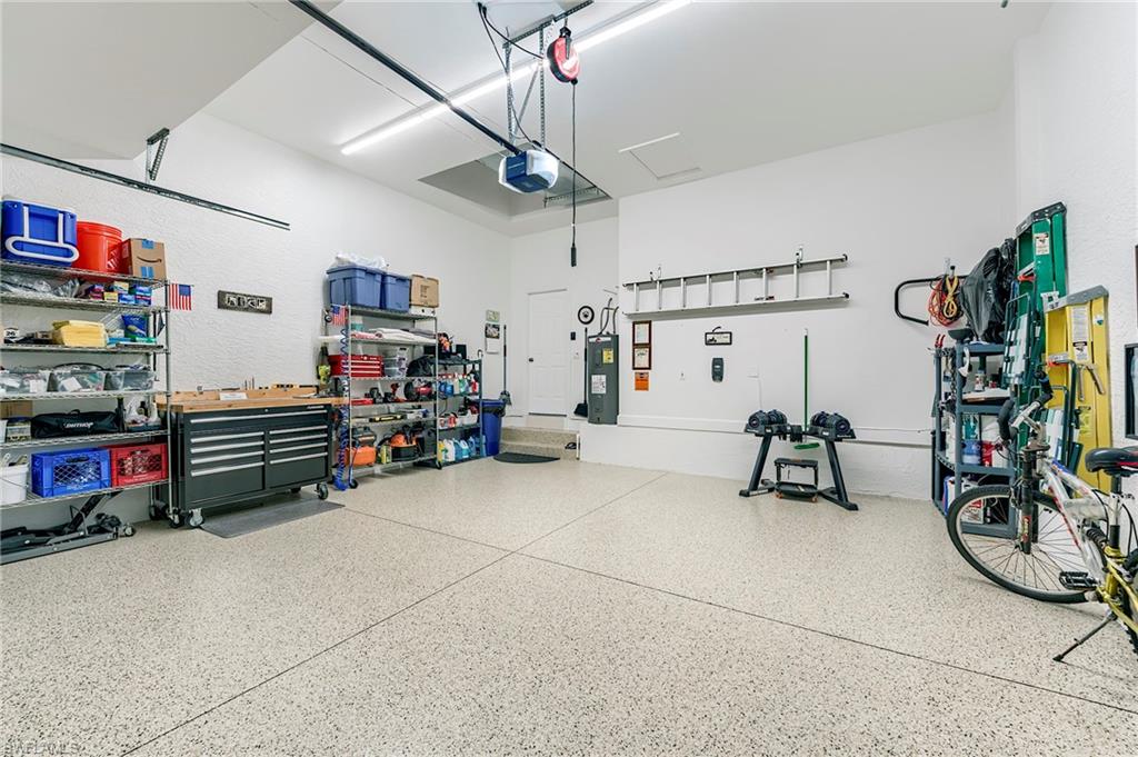 High-Tech, no-slip Polymer finish on the garage floor.  New water heater installed 11/25. This is a well lit, immaculate garage