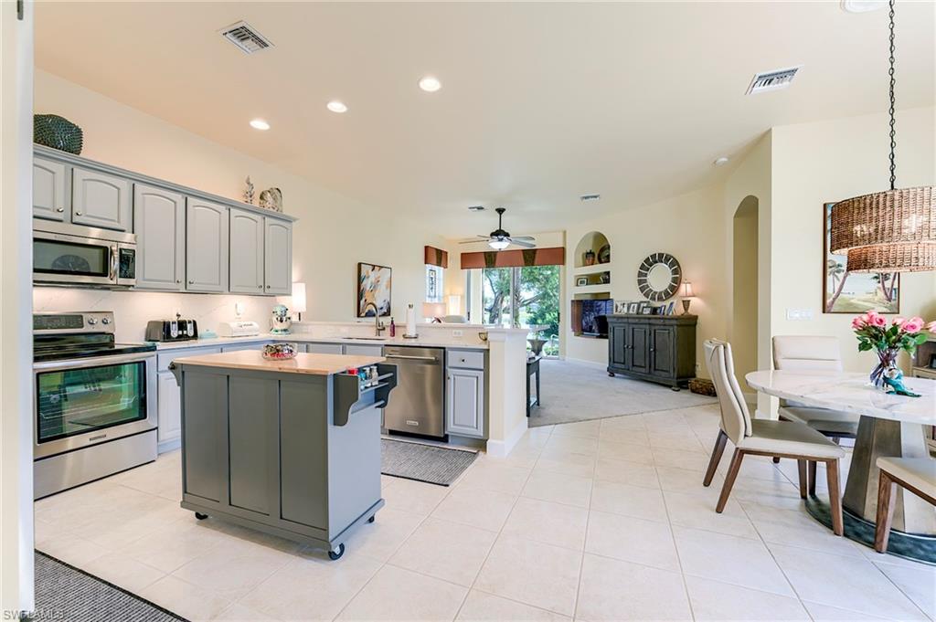 Family room ahead and dining area to the right