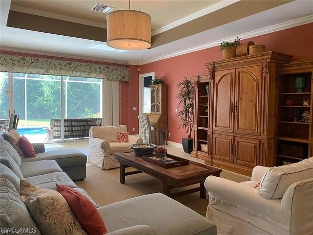 Living room with crown molding