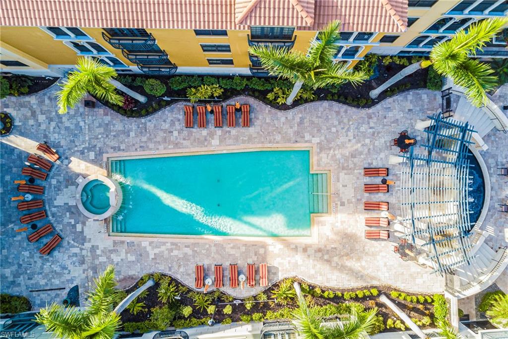 Drone / aerial view of a pool