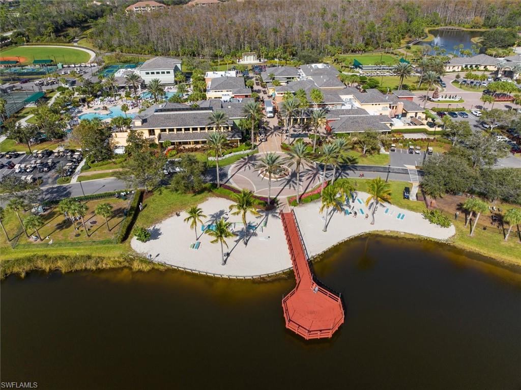 Aerial view of community sandy beach & pier!