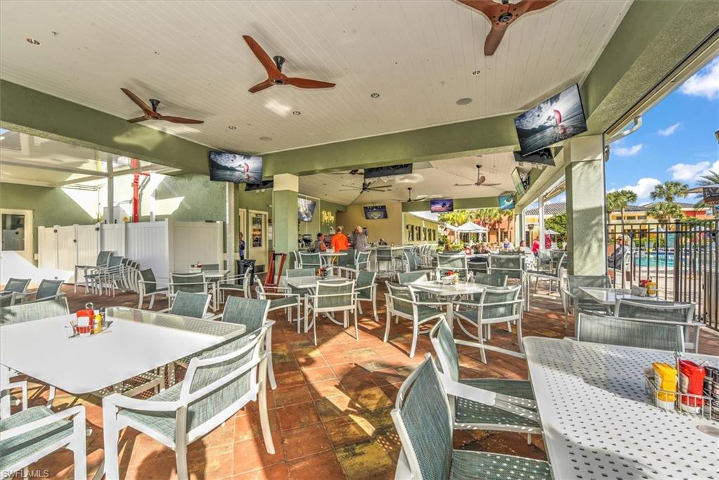 Pool side dining at Flip Flops casual community restaurant!