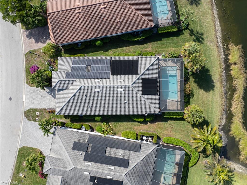 Aerial view of a pool
