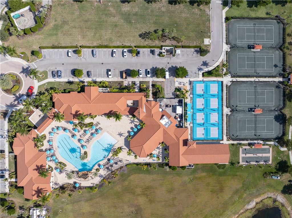Aerial view of a pool
