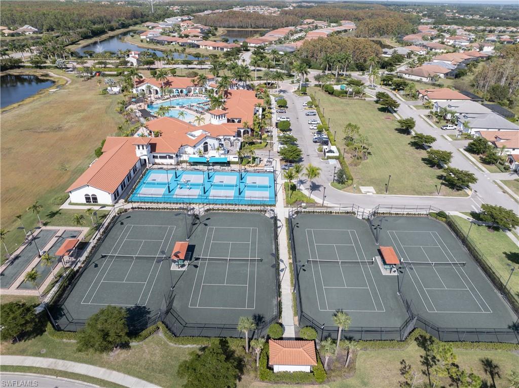 Aerial view of a nearby body of water