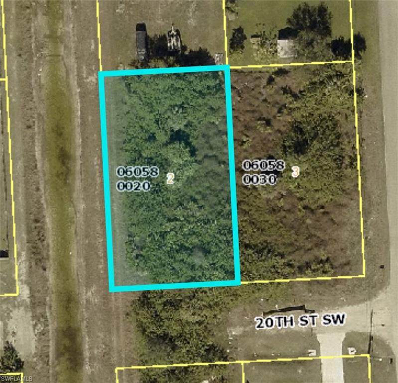 Aerial overview of property's location with property parcel outlined