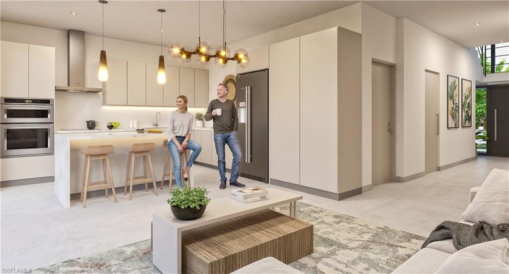 Living area featuring recessed lighting