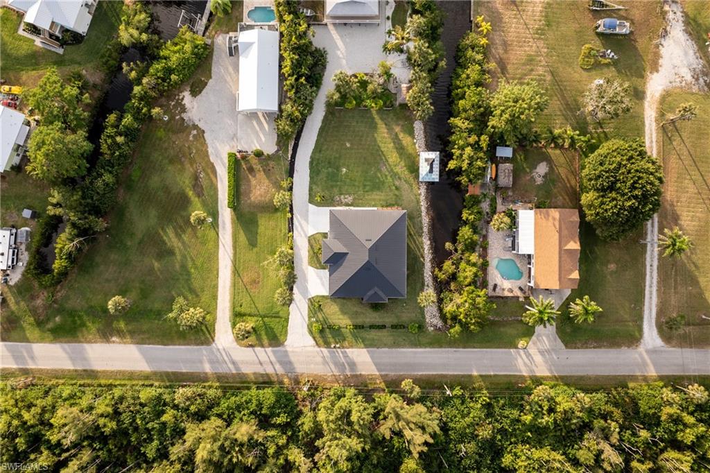Drone / aerial view of a pool
