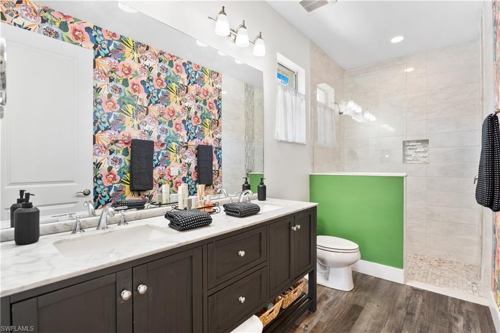 Primary bath dual sinks and walk in shower