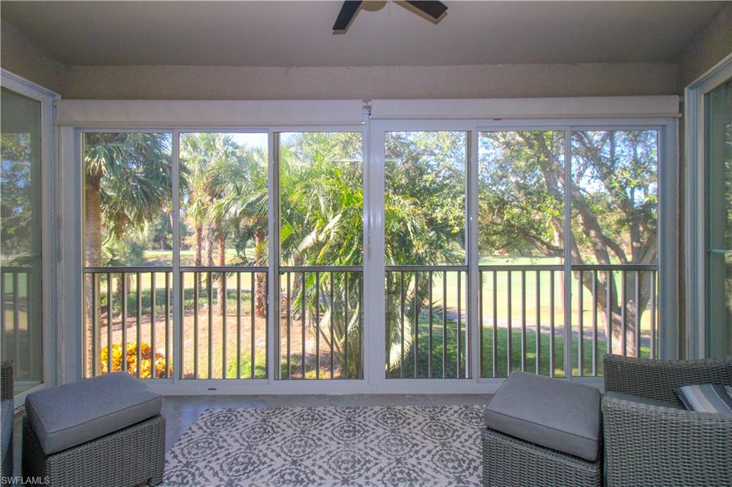 Sunroom featuring ceiling fan and a healthy amount of sunlight