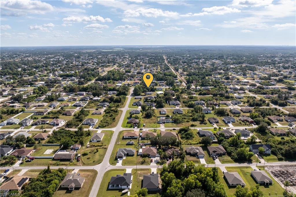 Aerial perspective of suburban area