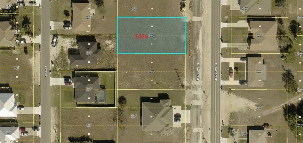 Aerial overview of property's location with property boundaries highlighted