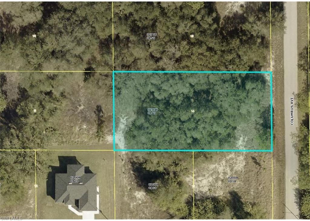 Aerial map of property and surrounding area featuring property parcel outlined