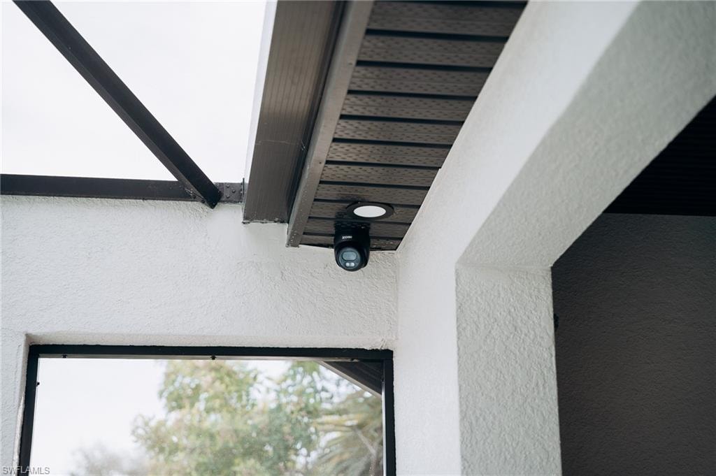 Detailed view of stucco siding