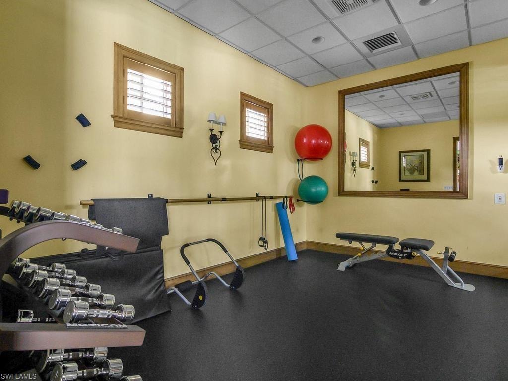 Barre and free weights at Nevis community room/fitness.