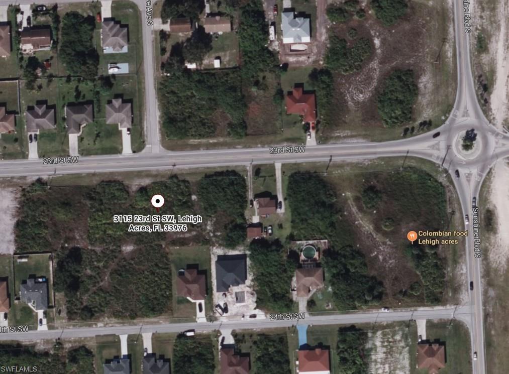 Aerial overview of property's location with property boundaries highlighted
