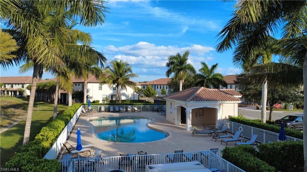 Willows community pool with a patio area