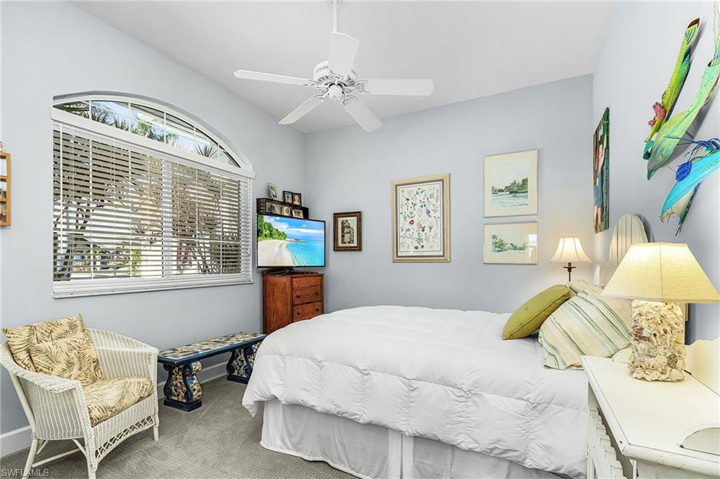 Bedroom featuring carpet flooring and a ceiling fan