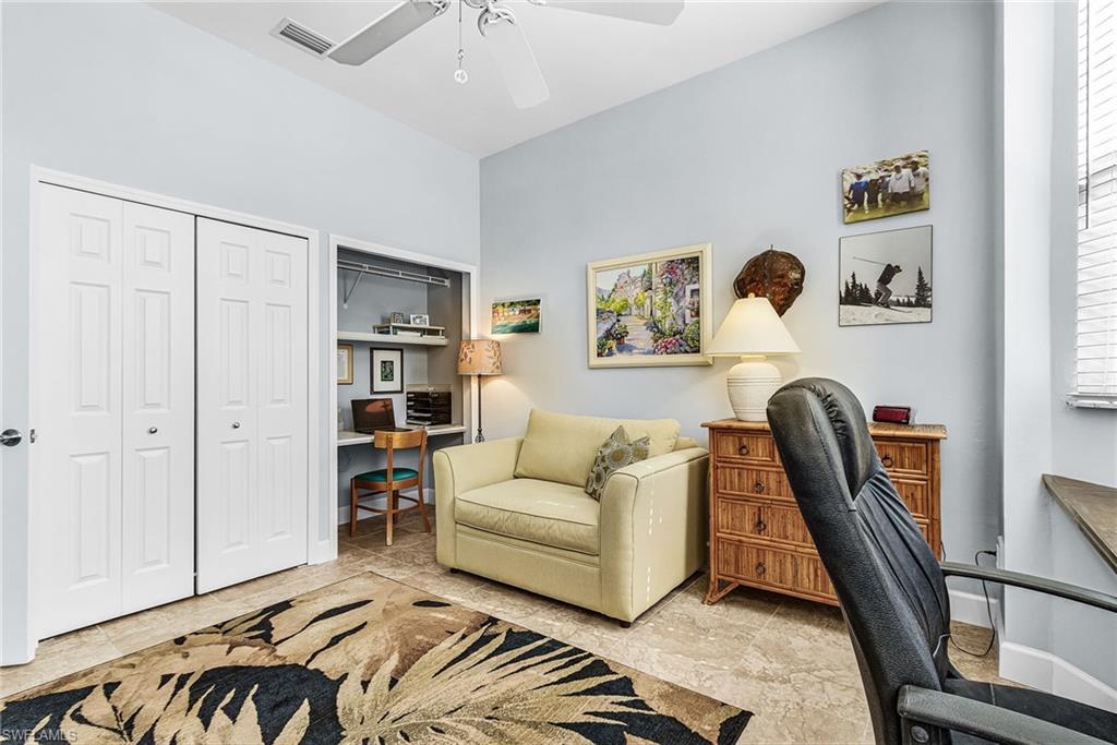 Home office with a ceiling fan