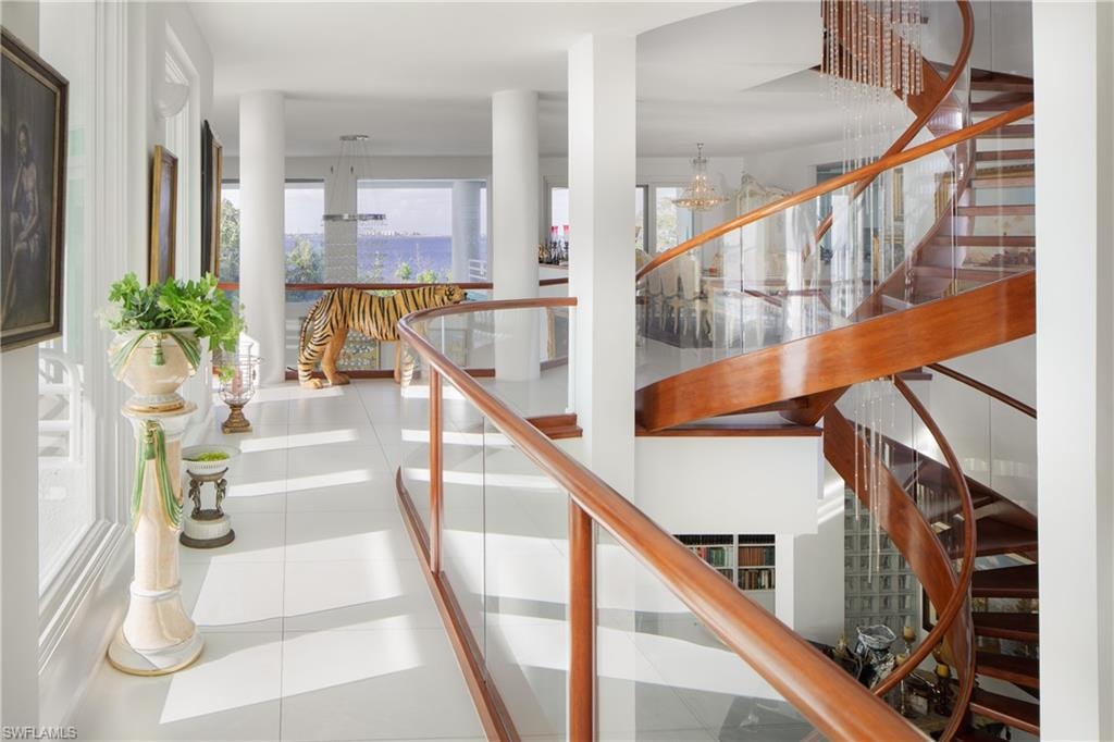 Stairway featuring tile patterned flooring