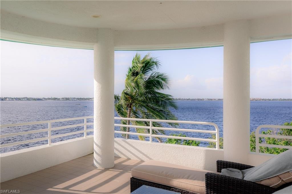Balcony with a water view
