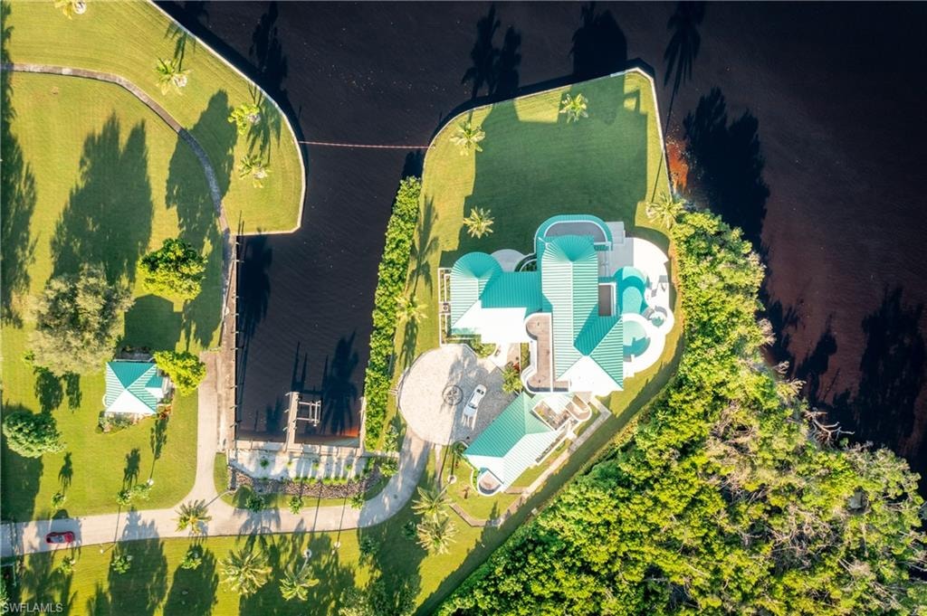 View from above of property with a pool