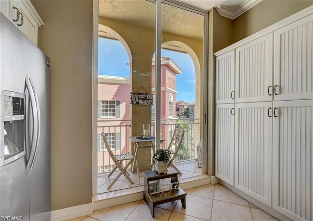 Kitchen view with patterned floors