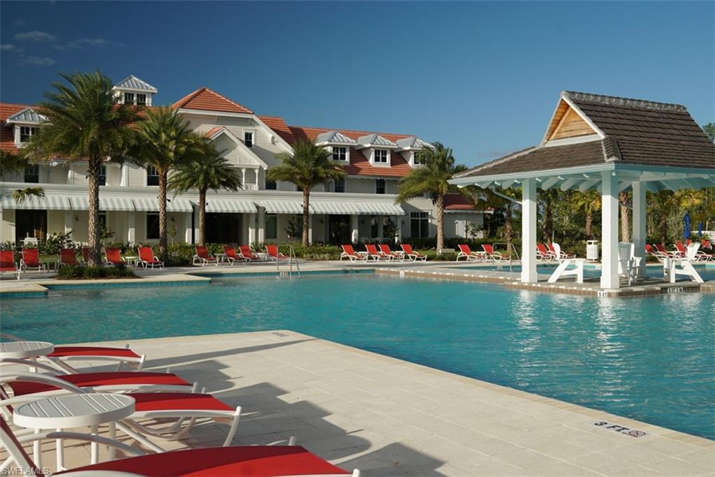 View of swimming pool featuring a gazebo and a patio area