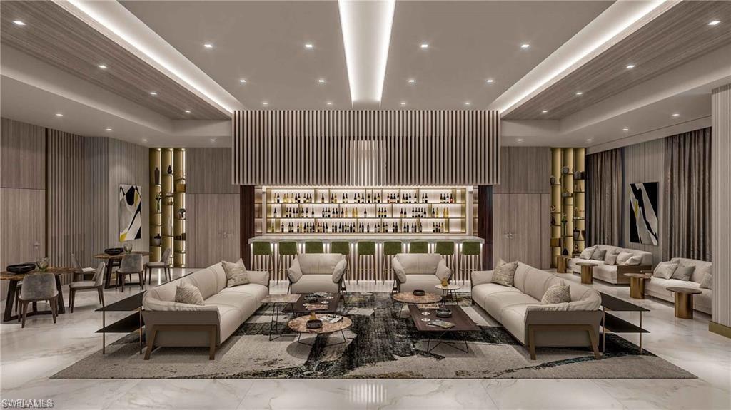 Community lobby featuring recessed lighting