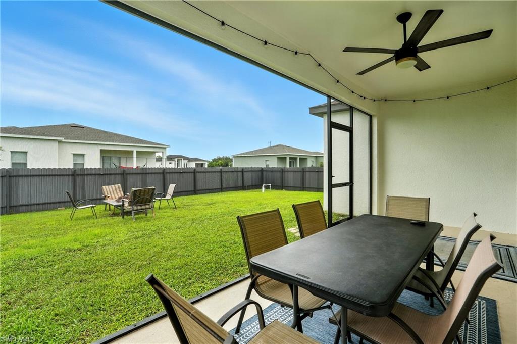 View of fenced backyard