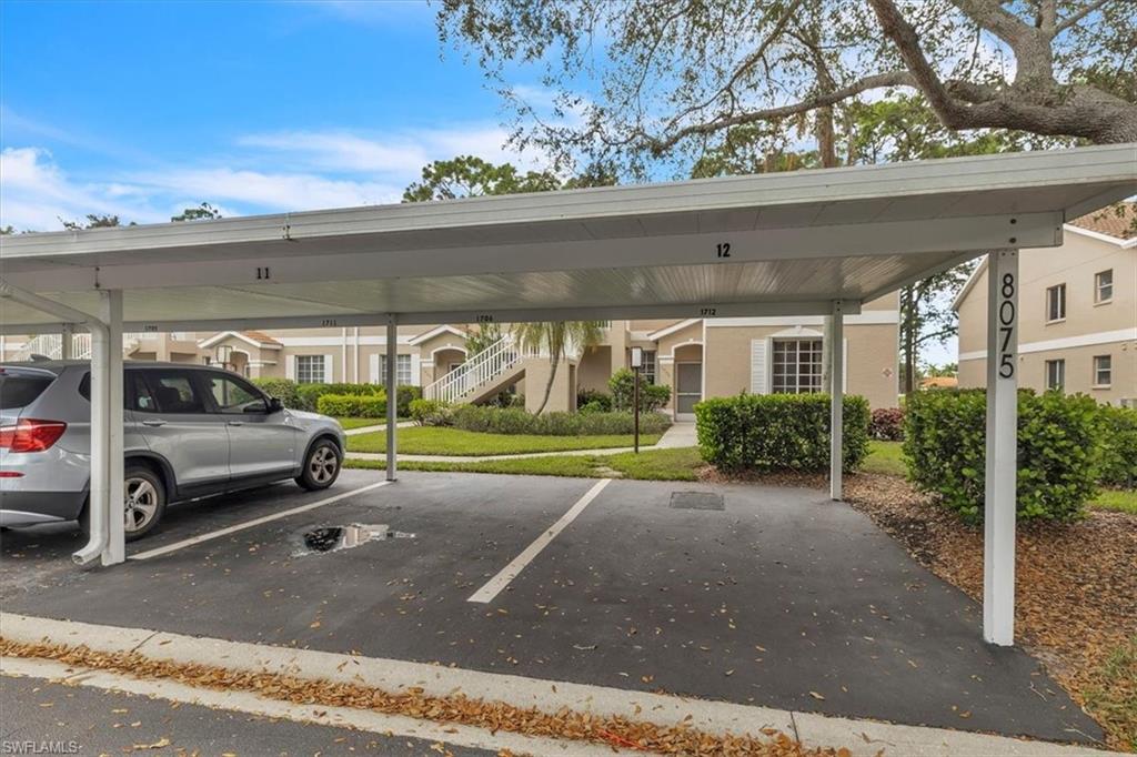 Covered parking lot with stairs