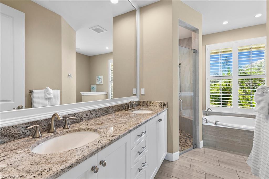 Duel Sinks with separate tub and large shower