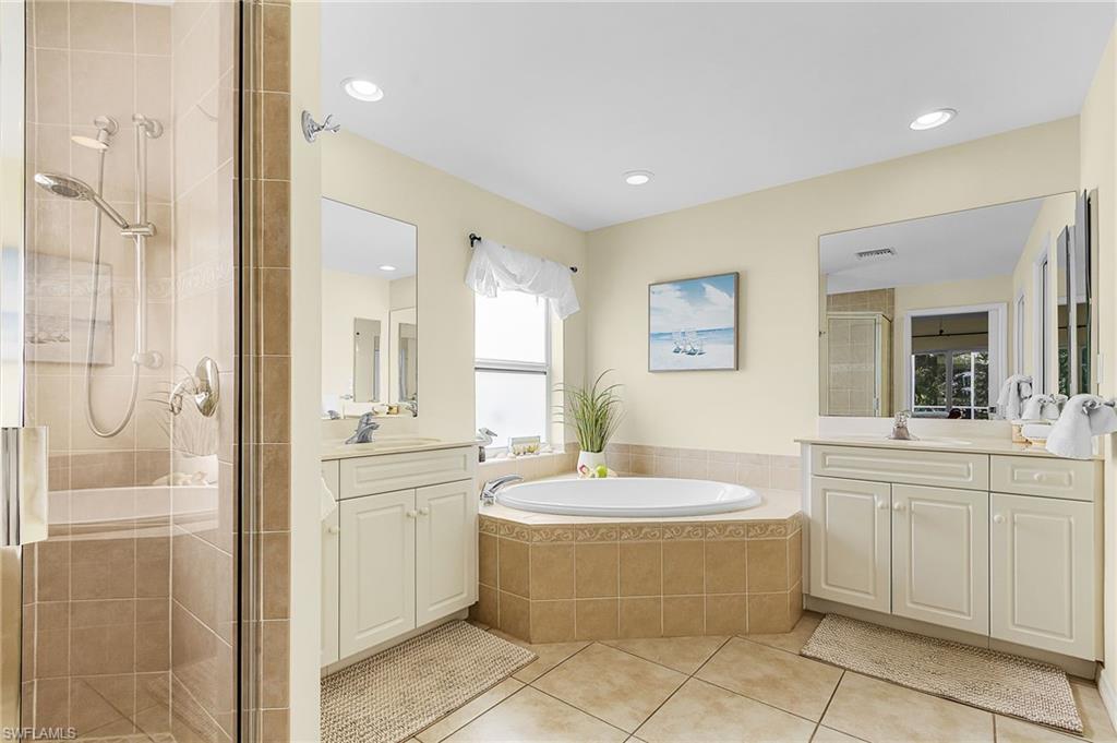 Master Bathroom with soking tub and double vanity