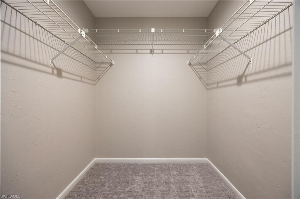 Walk in closet with carpet flooring