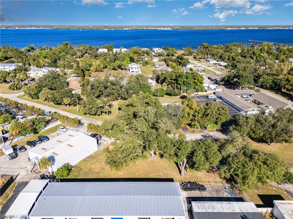 Bird's eye view of a nearby body of water