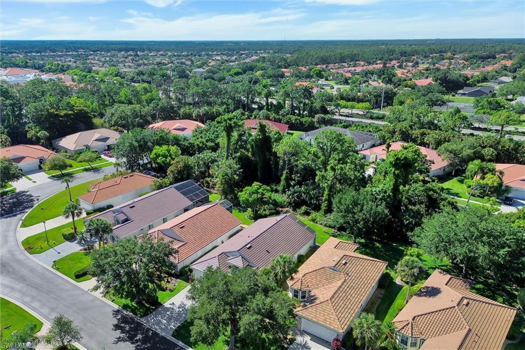 Residential neighborhood featuring mature trees and a curvilinear street design