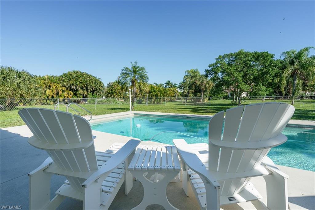 View of swimming pool with a fenced backyard and a patio area