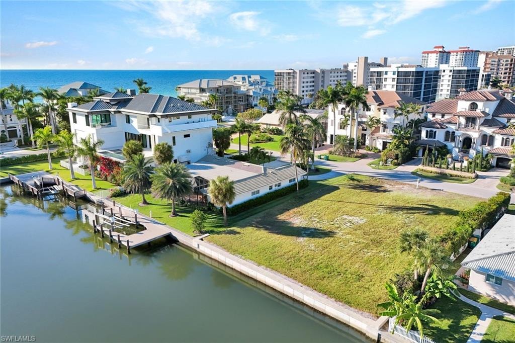 Drone / aerial view of a large body of water