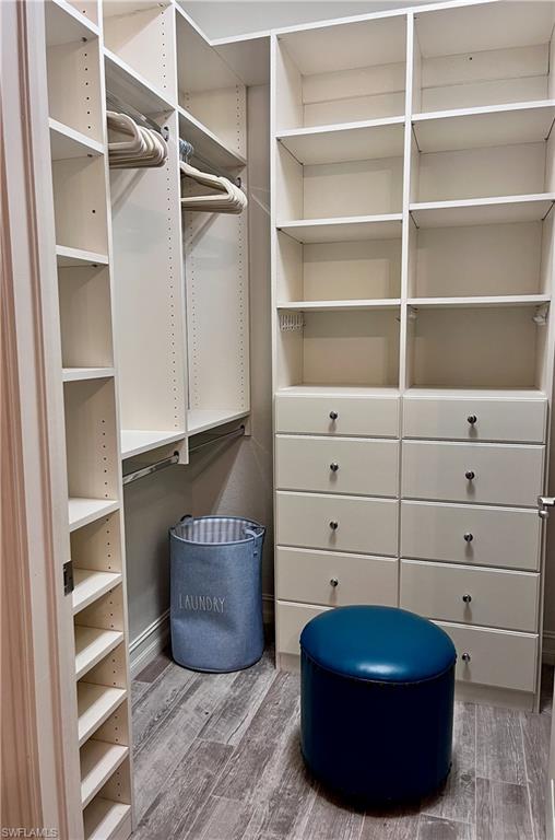 Walk in closet featuring hardwood / wood-style floors