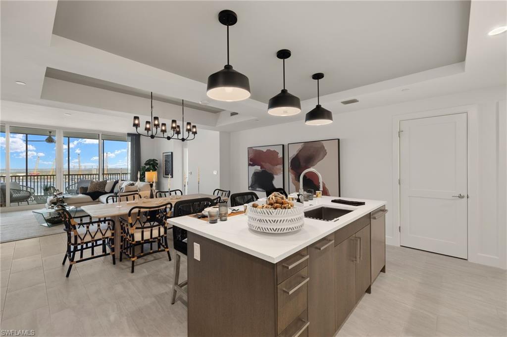 Kitchen, dining room and living room