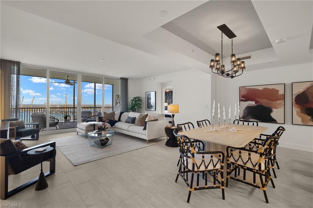 Dining area and living room flow nicely for family gatherings