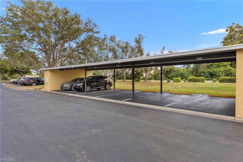 View of covered parking lot