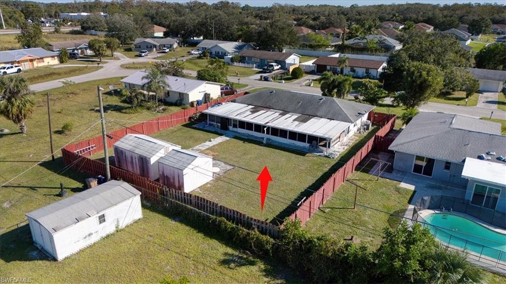 Aerial perspective of suburban area